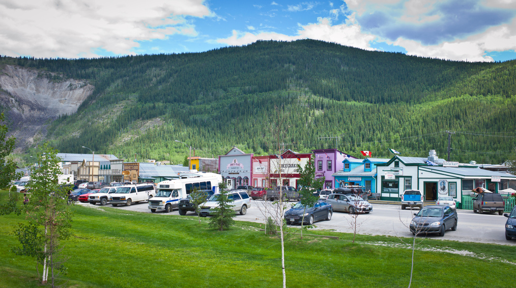 small town surrounded by mountains