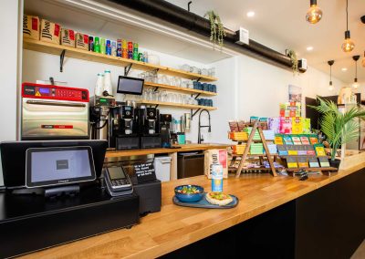 cafe counter with several items on display