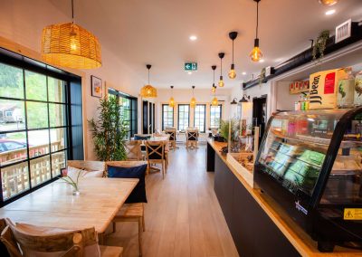 cafe interior with chairs and tables