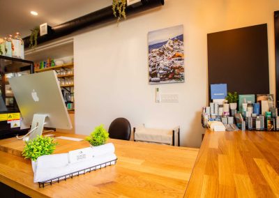 desk at reception area