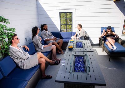 group of people relaxing at a spa