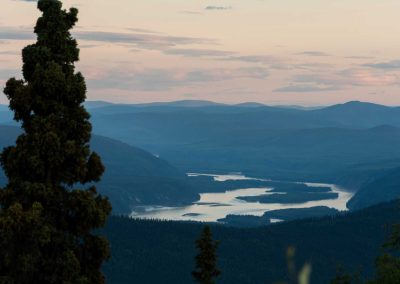 lake viewed from atop a mountain