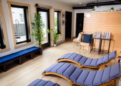 chaise lounge inside a room