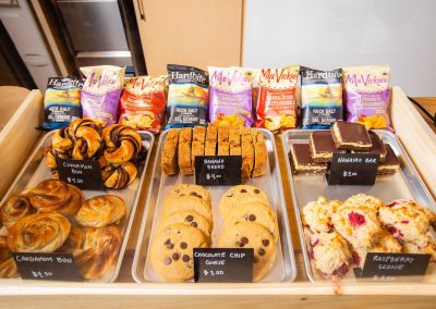 various pastries on display