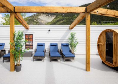 lounge chairs beside a sauna