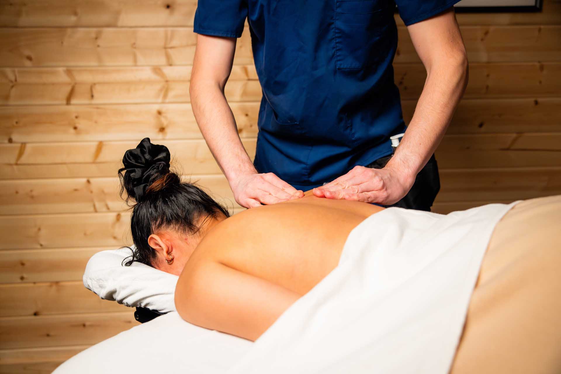 person having deep tissue massage